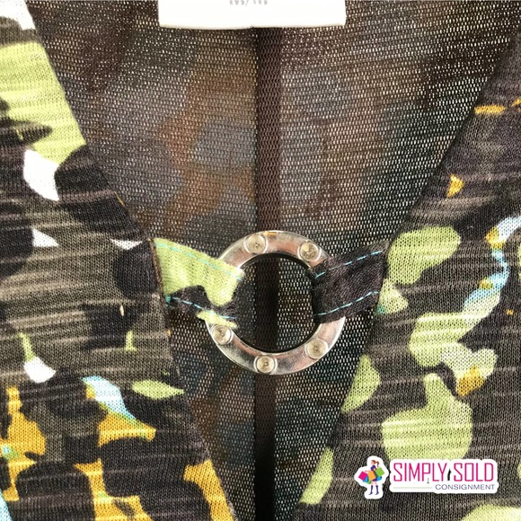 Papillon Blanc Women's A-Line Dress Long Sleeve V-Neck Blue Green Colorblock M - Picture 4 of 10